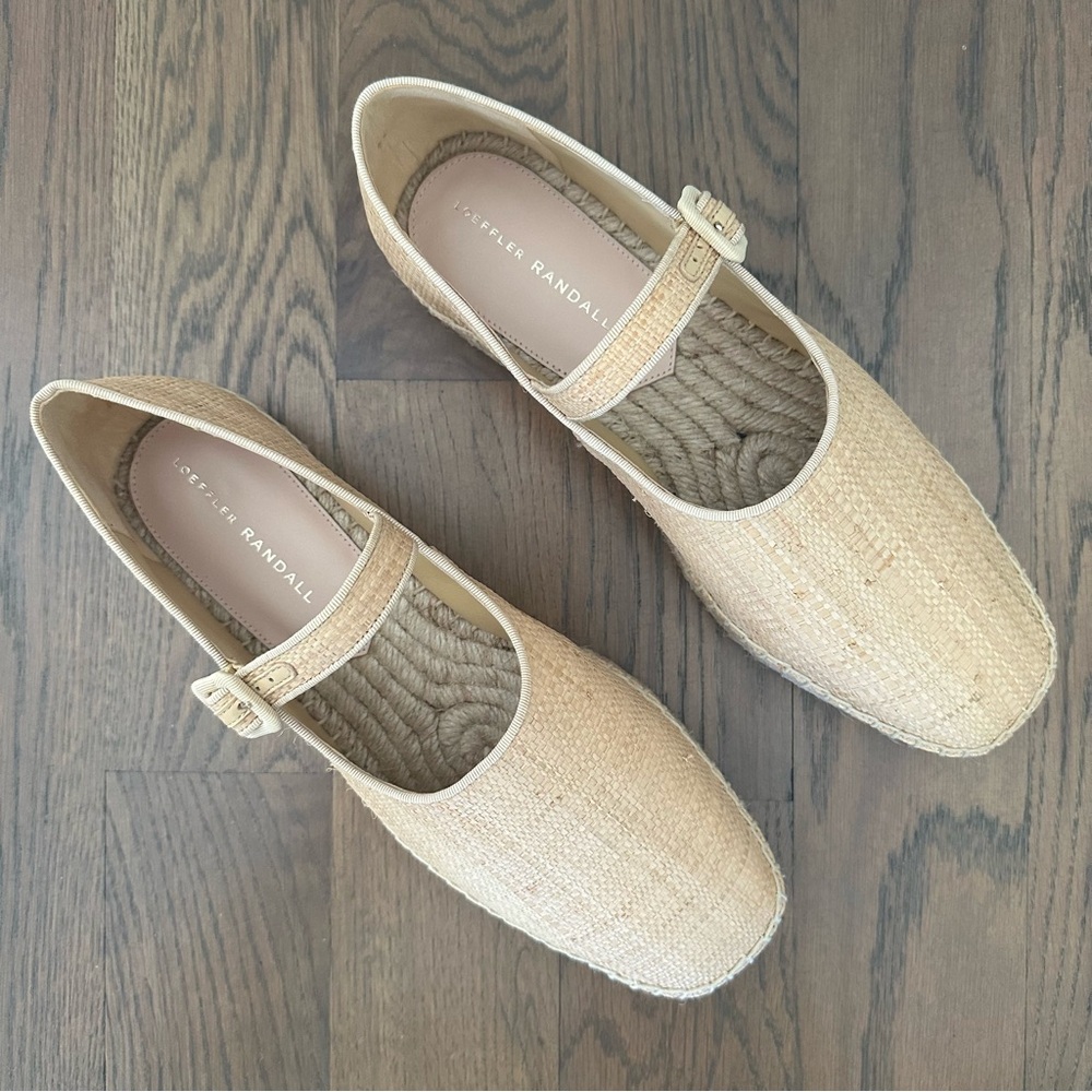 NIB Loeffler Randall Women's Clover Espadrille Platform Mary Jane Natural 9.5B